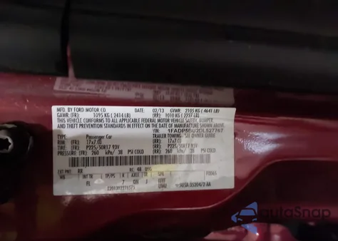 2013 Ford C-Max Hybrid Sel z USA, uszkodzony, nr VIN 1FADP5BU2DL527767